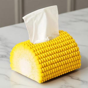 Corn Tissue Box Holder | Novelty Napkin Dispenser | Desktop Storage Tissue Case | Funny Home Decor | Cute Kitchen Bathroom Gift