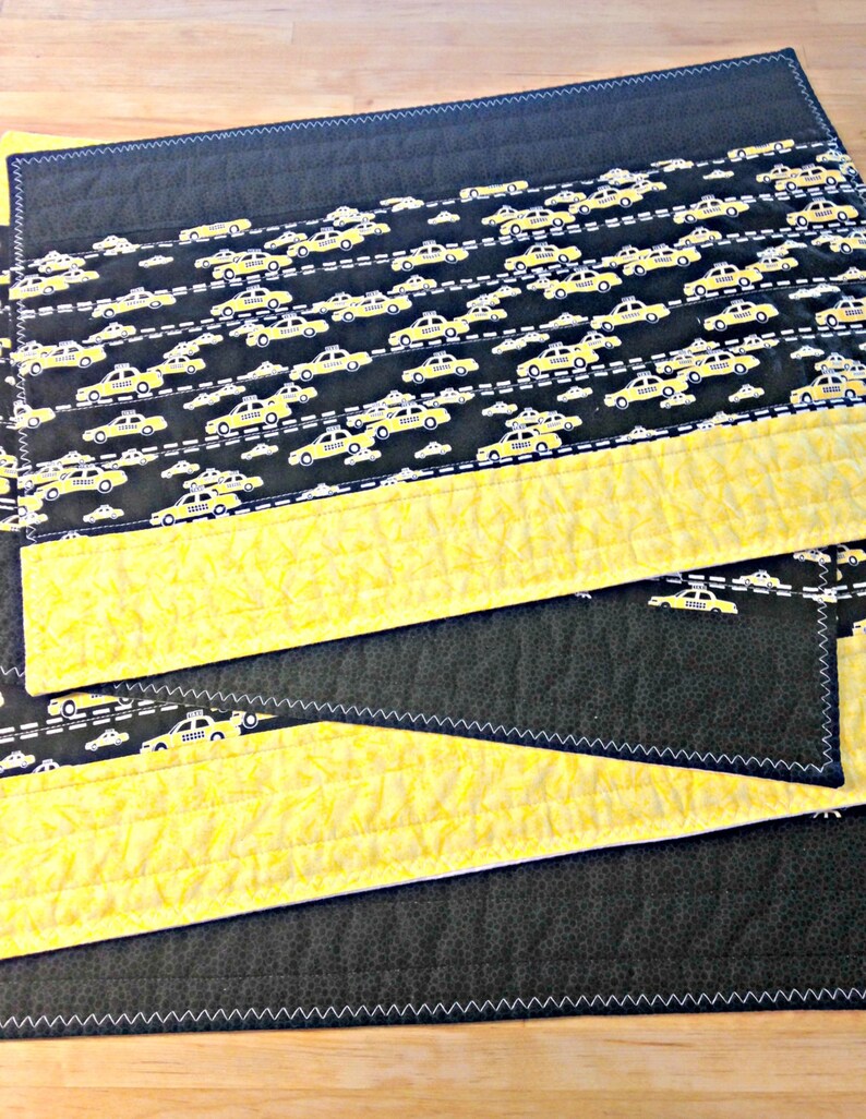 Quilted Placemats Fabric Placemat Yellow and Black Etsy