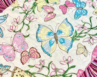 Butterfly Quilted Table Runner: Pink Pastel Spring Decor (12x22)