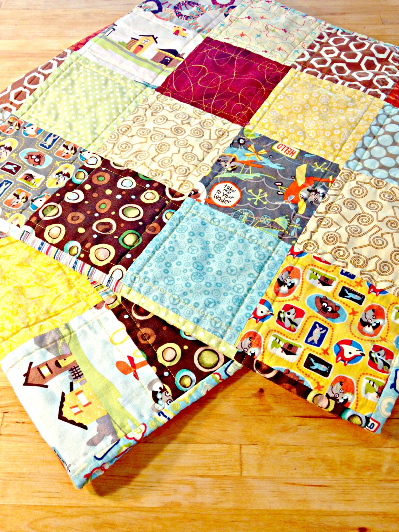 Baby Boy Quilt Patchwork Quilt Stroller Quilt Play Mat Etsy