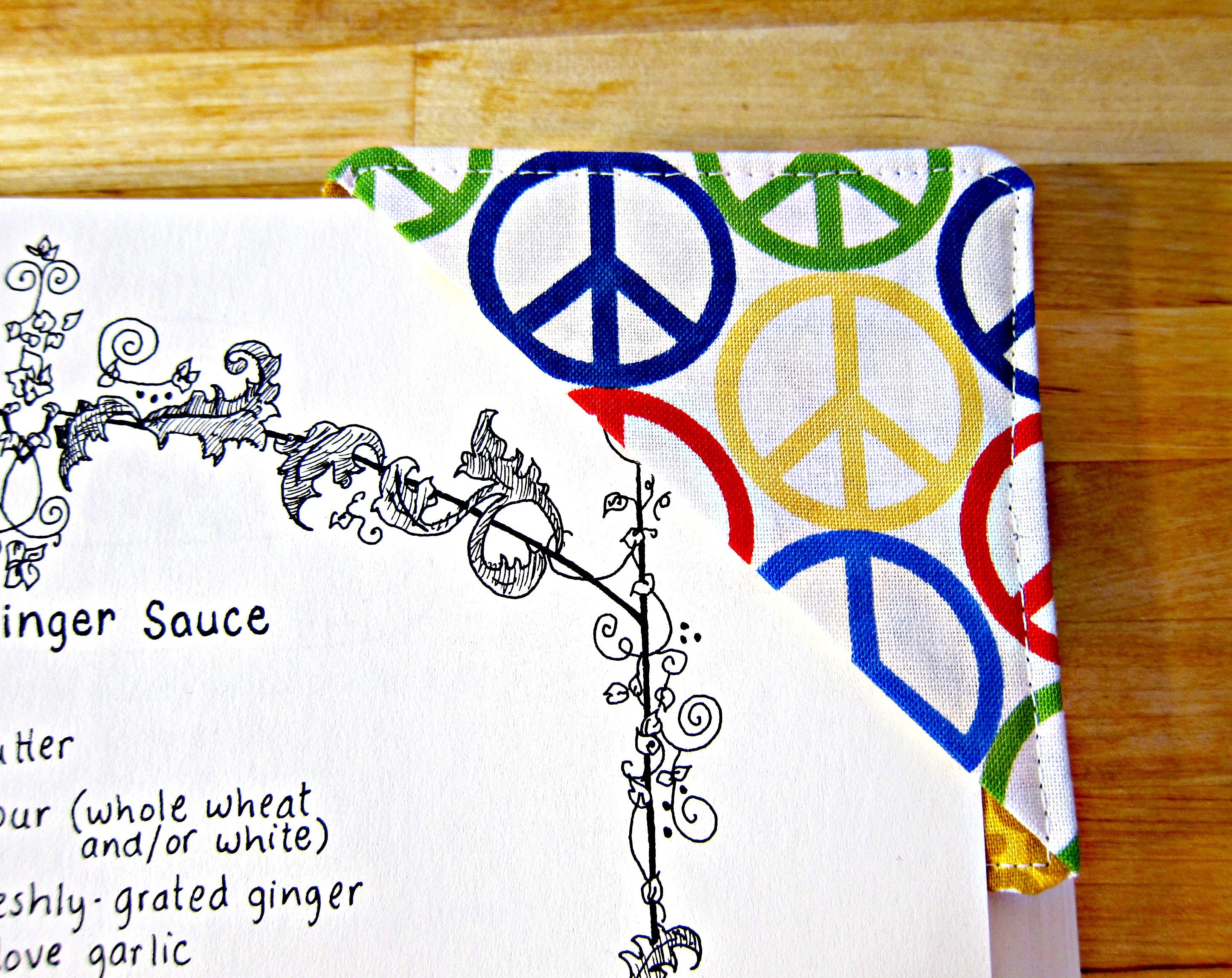 4 Bookmarks, Corner Bookmark, Peace Sign, Fabric Bookmark, Book Club ...