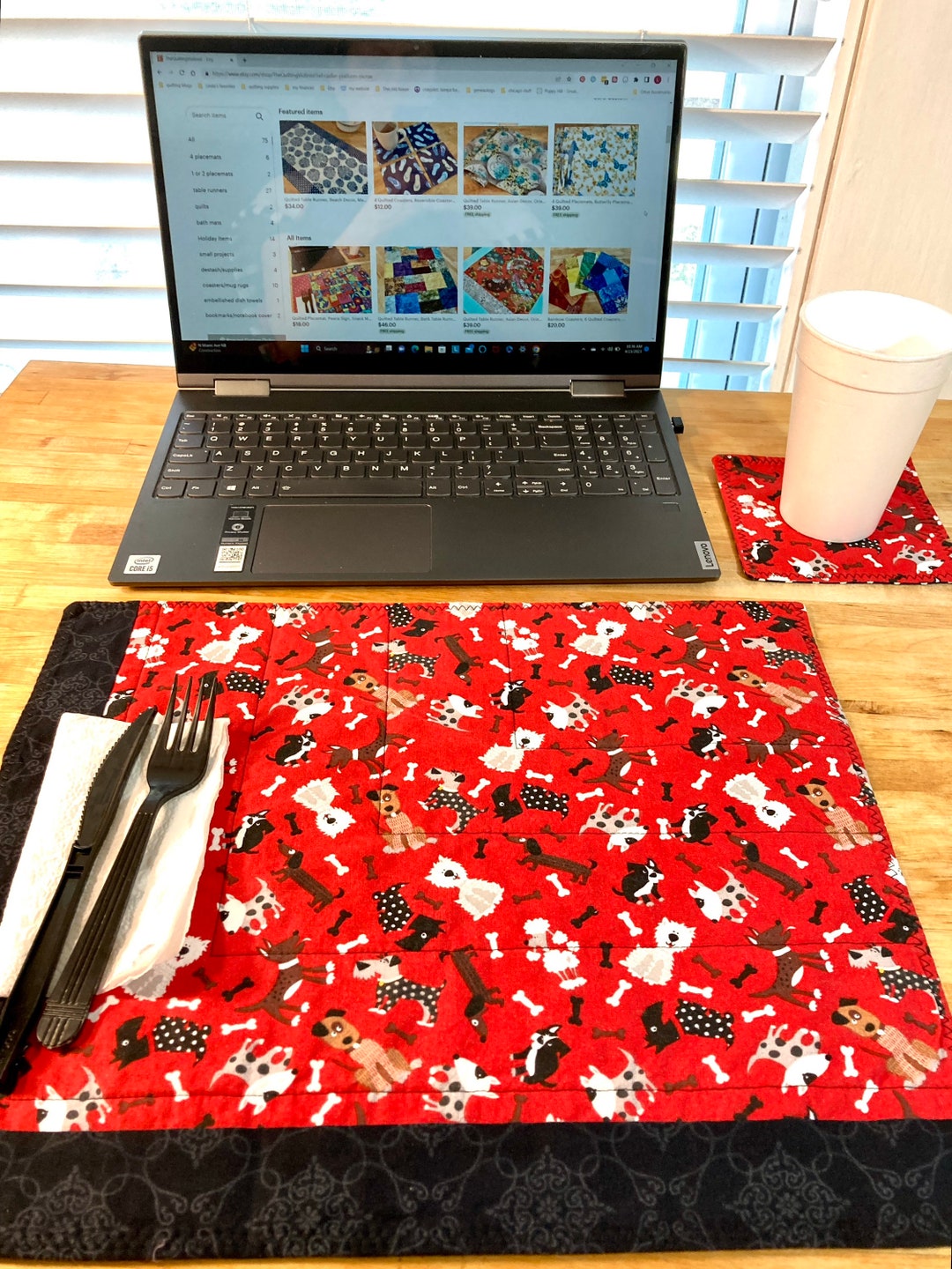 Quilted Placemat, Dog Placemat, Snack Mat, Work From Home, Single