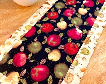 Fall Table Topper, Autumn Table Runner, Fall Table Runner, Quilted Table Runner, Thanksgiving Runner, Apples, Harvest Runner, Fruit Decor