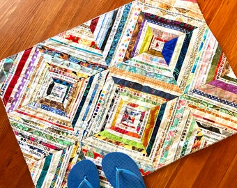 Large Selvage Bath Mat: Upcycled Fabric Rug (20x27)