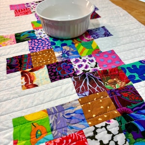 Kaffe Fassett Fabric Table Runner: Modern Patchwork Quilted Table Topper