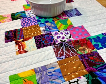 Kaffe Fassett Fabric Table Runner: Modern Patchwork Quilted Table Topper