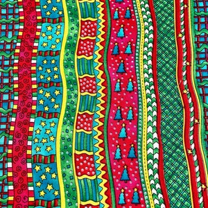 Modern Christmas Tree Print Cotton Quilting Fabric (23x73&quot;)