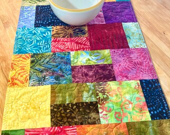 Batik Table Runner, Quilted Table Runner, Patchwork Table Runner, Table Topper, Batik Table Topper, Modern Table Runner, Batik Fabric