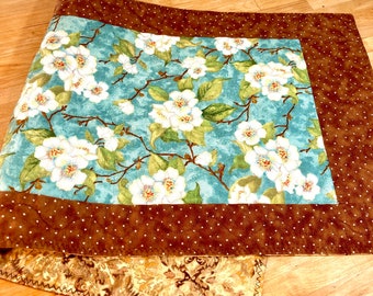 Quilted Table Runner, Cherry Blossoms, Japanese Decor, Spring Table Topper, Oriental Fabric, Asian Decor, Fabric Table Runner