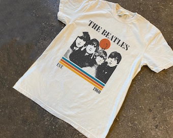 Camiseta de los Beatles con colores cómodos, estilo rock and roll vintage