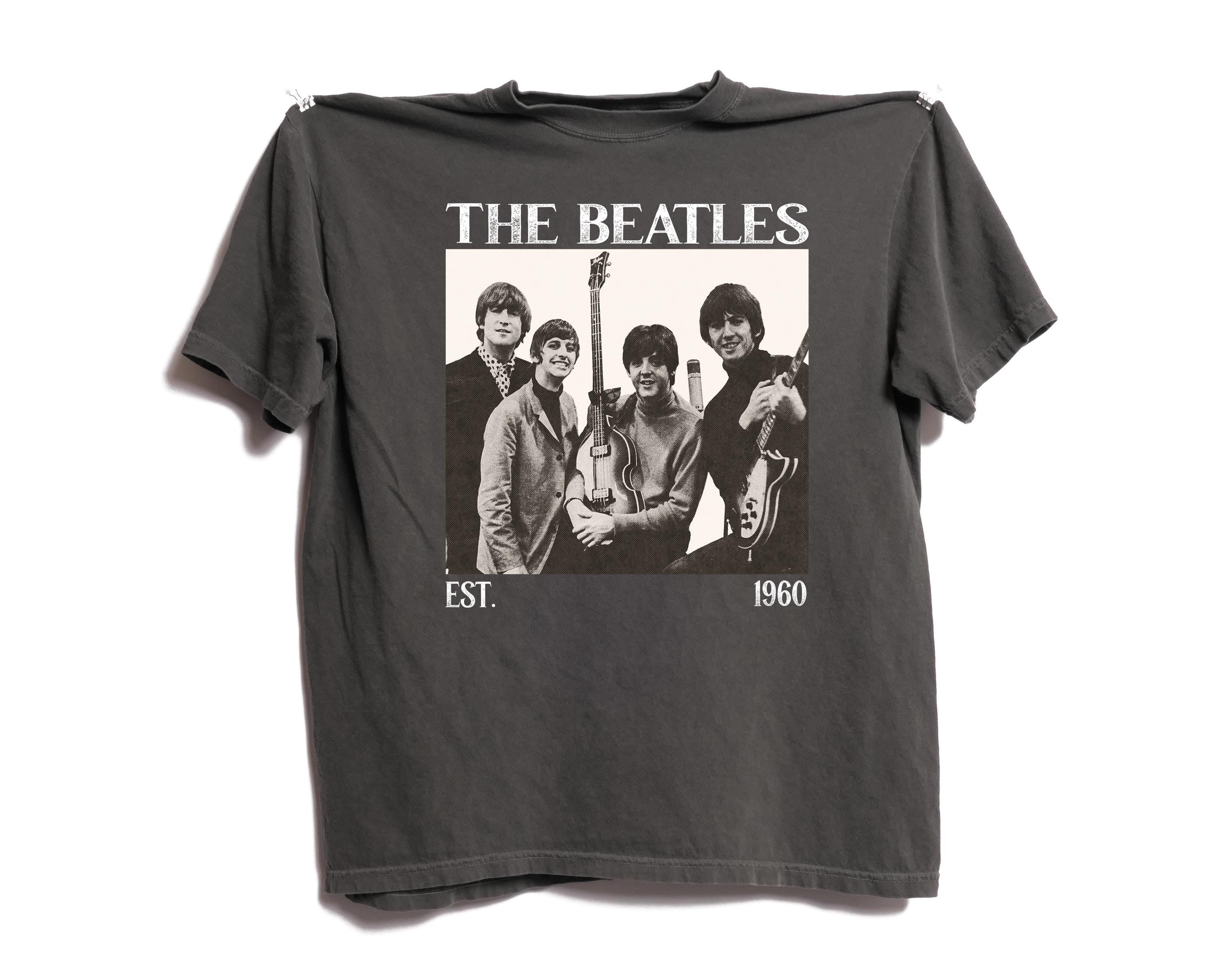 T-Shirt The Beatles Vintage Noir Gildan - Homme/Unisexe, Toutes Tailles (S à 5XL), Neuf Avec Étiquette