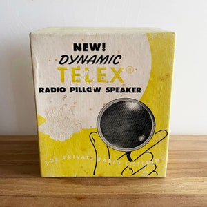Vintage Dynamic Telex Radio Pillow Speaker with Original Box 1950s