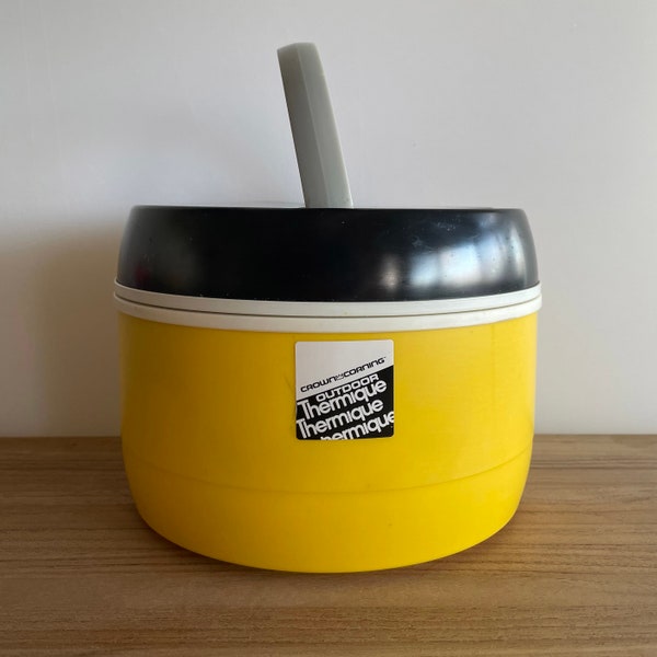 Vintage 1980s Corning Thermique Thermos Bowl – 1.5qts – Insulated Camping Fishing Hunting Lunchbox