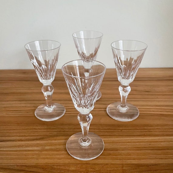 4 Vintage Cut Crystal Cordial Glasses Affordable Luxury Etsy