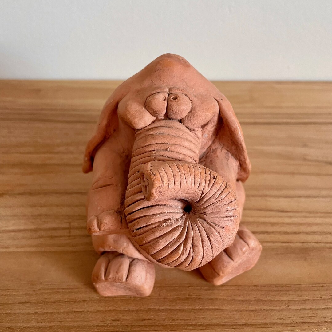 Vintage Kersten Brothers Terra Cotta Elephant Sculpture Etsy