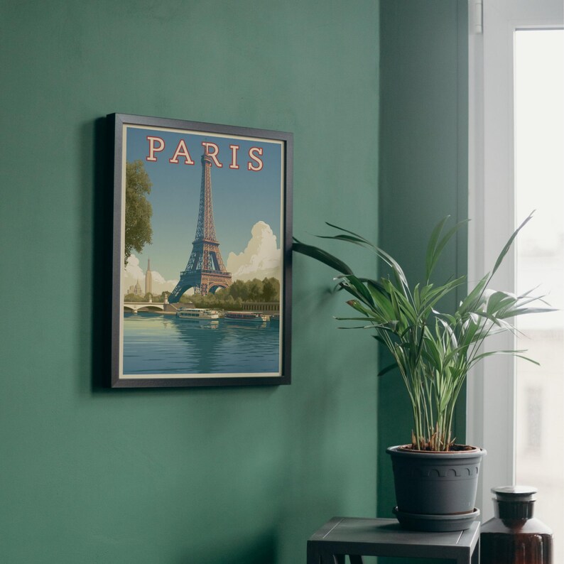 Vintage Paris Eiffel Tower Print | Mid-century River Seine Travel ...