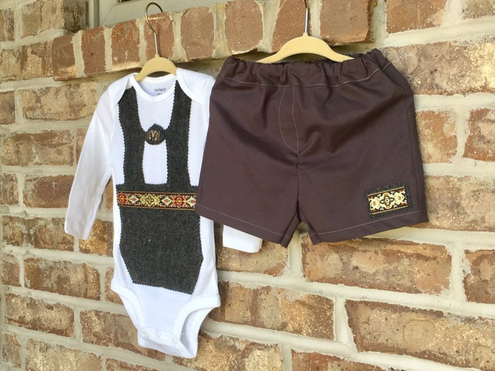 NEW color charcoal grey baby lederhosen set FREE SHIPPING