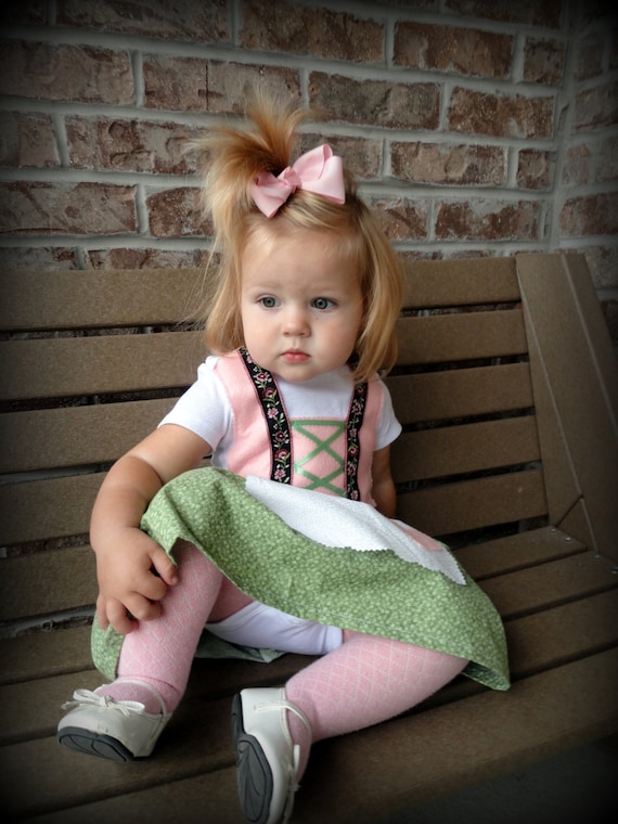 Ga terug woonadres Tapijt Baby Toddler Young Girl Dirndl in Pink and Green liesl - Etsy