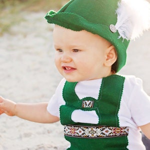 Bavarian Hat & Baby or Toddler Lederhosen Top image 1