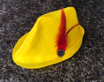 Bavarian hat yellow with red feather