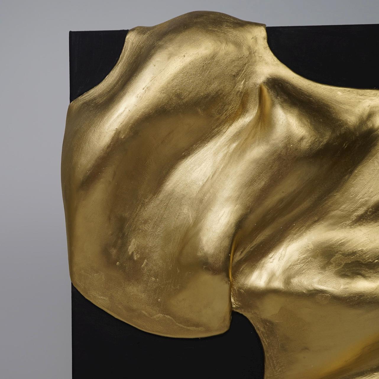 Gold Sculptural Wall Art – Modern 3D Abstract Painting on Canvas, Black ...