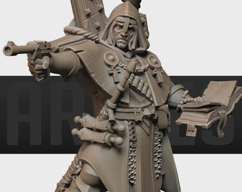 Crusader Cleric | Bite the Bullet | Ashen Armies | 32mm | Miniatures | Tabletop | Wargaming | Grimdark | Resin Printing