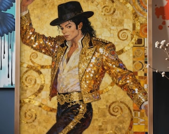 Michael Jackson Klimt Mandala – Golden Silhouette – King of Pop Art Print – Art Nouveau Poster