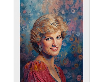 Lady Diana Framed Poster – Colorful Acrylic Style Portrait, Modern Living Room Wall Art, Vibrant Pop Art Print & Royal Decor Gift