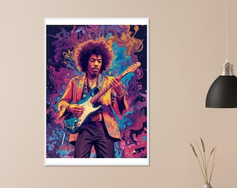 Jimi Hendrix Framed Poster - Abstract Guitar Art Print - Gift for Guitarist & Fan