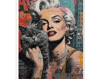 Marilyn Monroe with Cat Poster – Hollywood Legend – Stylish Wall Decor Without Frame – Timeless Gift