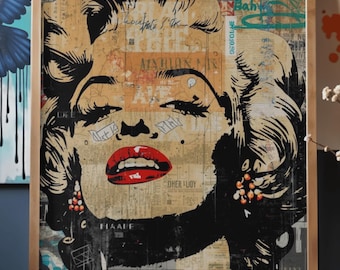 Marilyn Monroe Urban Street Art Canvas – Forgotten Wall Art – Textured Stretched Canvas – Hollywood Gift