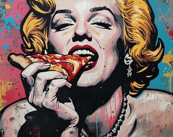 Marilyn Monroe Pizza Poster – Graffiti Collage Art – Hollywood Glamour Kitchen Decor – Original Gift