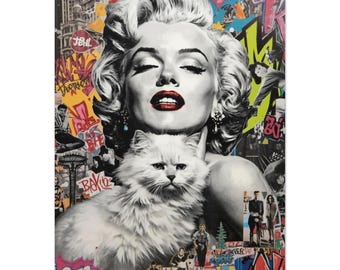 Marilyn Monroe with Cat Poster – Stylish Icon – Premium 200g Paper – Timeless Wall Art Without Frame