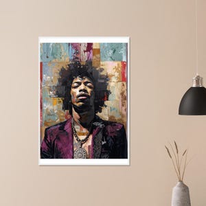 Poster Jimi Hendrix – Catena Toggle Colori Vintage – Leggenda Rock – Decorazione Murale con Cornice – Regalo Musicale