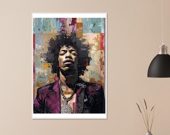 Jimi Hendrix Framed Poster - Vintage Portrait Art - Warm Retro Wall Decor - Ready-to-Hang Gift