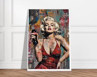 Marilyn Monroe Coca Cola Framed Poster – Vintage Americana Wall Art – Retro Kitchen Decor – Hollywood Icon Framed Print
