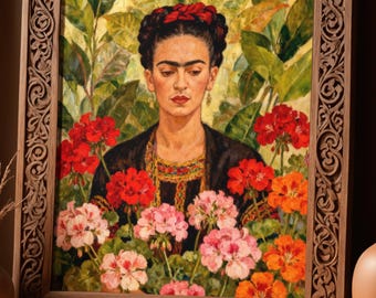 Frida Kahlo Red Geraniums Poster – Flower Icon – Mexican Art – Silky Matte Print