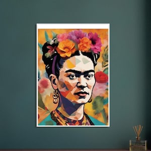 Frida Kahlo Pop Art Framed Poster - Vibrant Mexican Artist Print - Unique Home Decor Gift