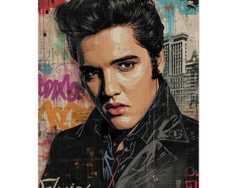 Elvis Presley Graffiti Poster - Street Art Print - Rock Legend Wall Decor - Music Fan Gift