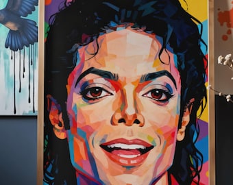 Michael Jackson Neon Pop Art – Warhol Lichtenstein Style – King of Pop Art Print – Vibrant Colors