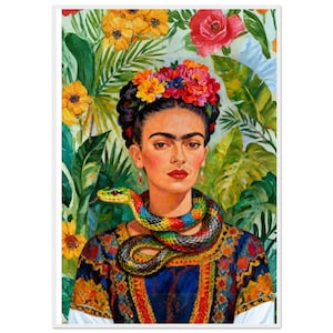Frida Kahlo Wall Art Poster - Serpent Embrace -  Unique Mexican Icon Wall Decor Gift