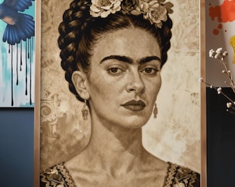Frida Kahlo Sepia Portrait - Vintage Nostalgic Wall Art Print - Home Decor Poster