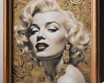 Marilyn Monroe Art Print in Klimt Style – Elegant Hollywood Poster & Gift for Film Lovers