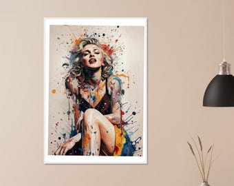 Madonna Explosion of Color Poster – Colorful Splatters Tears Art – Framed Wall Decor – Music Gift for Fans