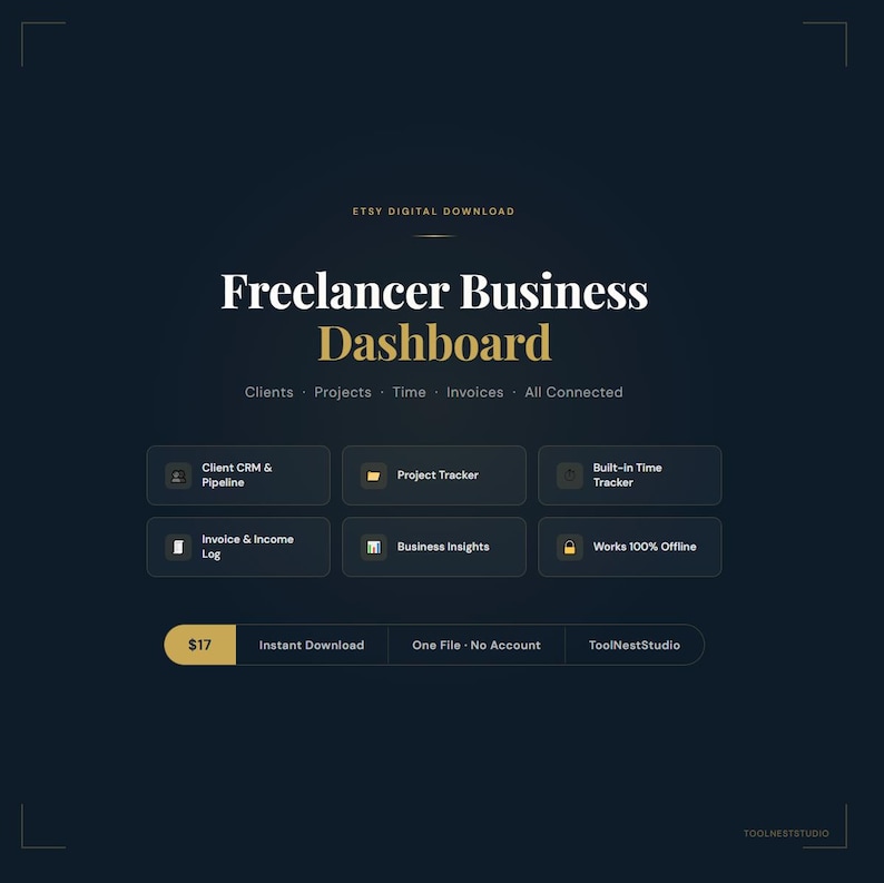 Freelancer Business Dashboard | Client CRM Project Tracker Time Tracker Invoice Log | All-in-One | Instant Download image 1