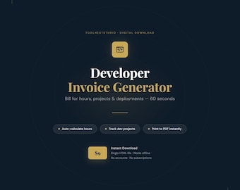 Entwickler-Rechnungs-Generator | Auto-Berechnen Stunden, Projekte (Instant Download)
