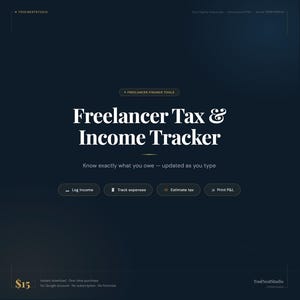 Monitor dochodów podatkowych dla freelancerów | Kwartalny kalkulator podatkowy | Rejestr wydatków | Roczny rachunek zysków i strat | Natychmiastowe pobieranie zdjęcie 1
