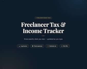 Freelancer Tax Income Tracker | Quarterly Tax Calculator | Expense Log | Annual P&L | Instant Download