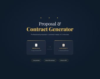 Freelancer Proposal Generator + Contract Template | Auto-Fill PDF | Project Proposal | Instant Download