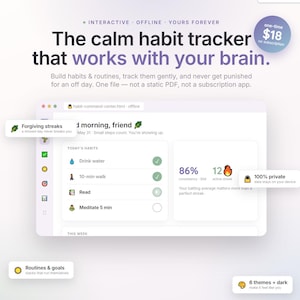 Interactive Habit Tracker & Routine Builder | ADHD-Friendly, Offline (HTML File)